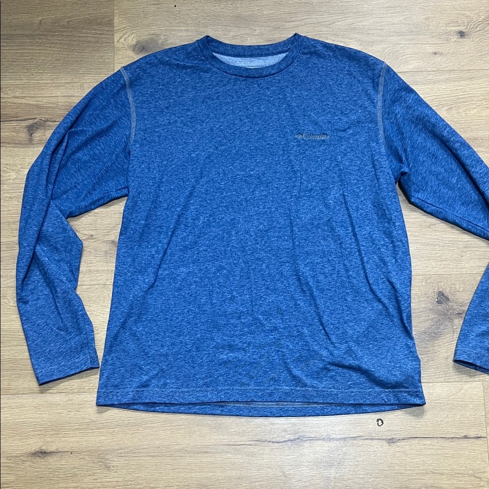 Columbia Omni-Wick Advanced Evaporation Long-Sleeve Heathered Blue Crew Shirt